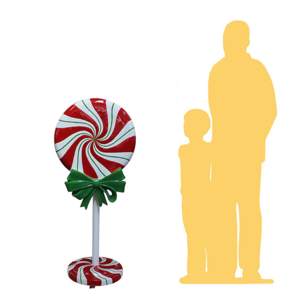Large Peppermint Swirl Lollipop With Bow Scale