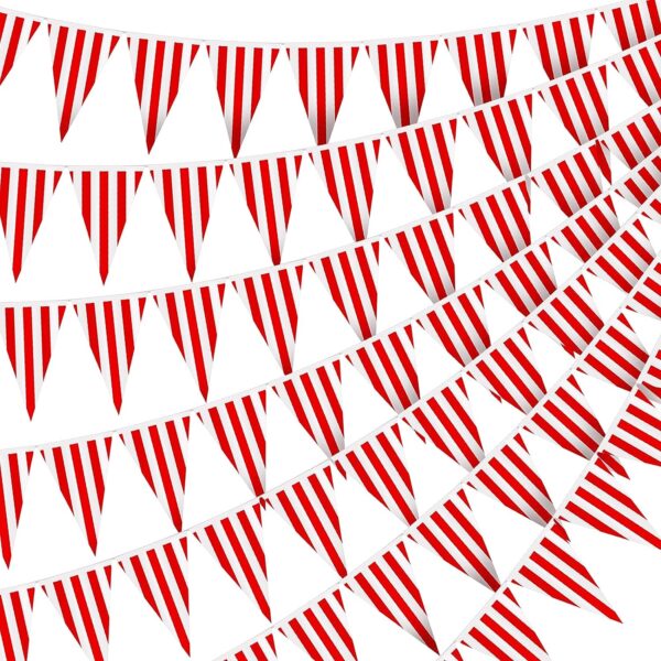 Red And White Stripe Pennant Flags