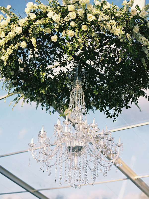 Crystal Wedding Chandeliers With Greenery