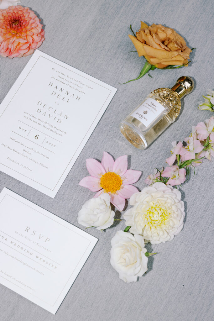 Wedding Invitations With Wedding Rings And Flowers