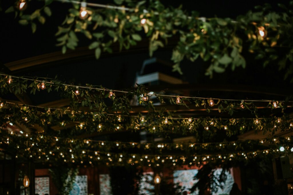 String Lights With Greenery