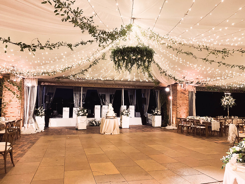 Reception With Greenery And Twinkle Lights