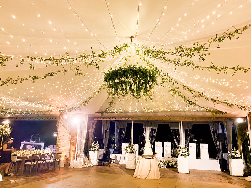 Reception With Greenery And Twinkle Lights