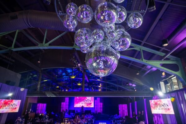 Huge Mirror Balls Hanging Above