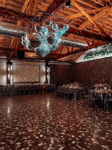 A Reception With Hanging Mirror Balls