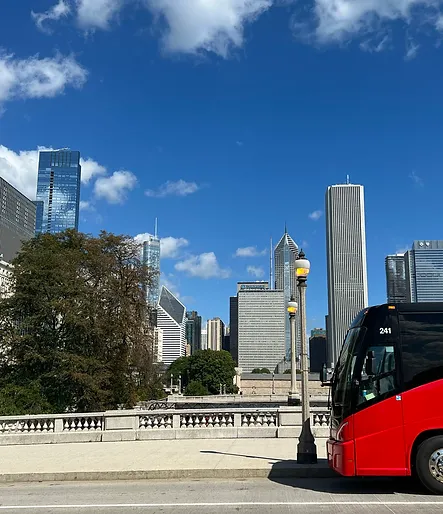 Buildings And A Red Bus