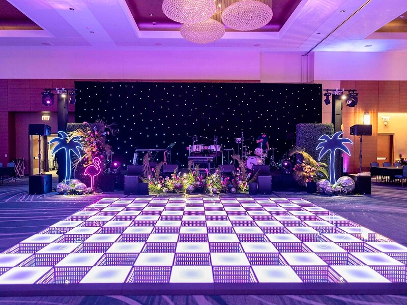 Led Dance Floor With Tropical Disco Decor