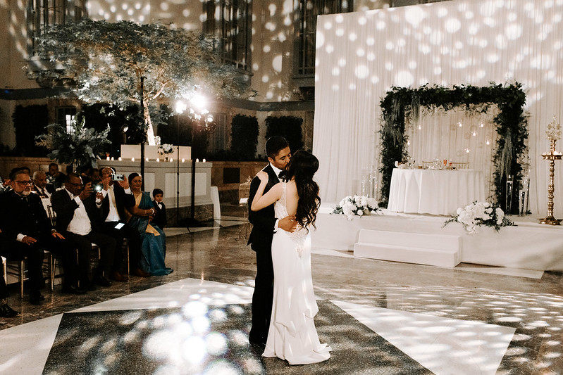 Bride And Groom Dancing Together With Wedding Special Effects