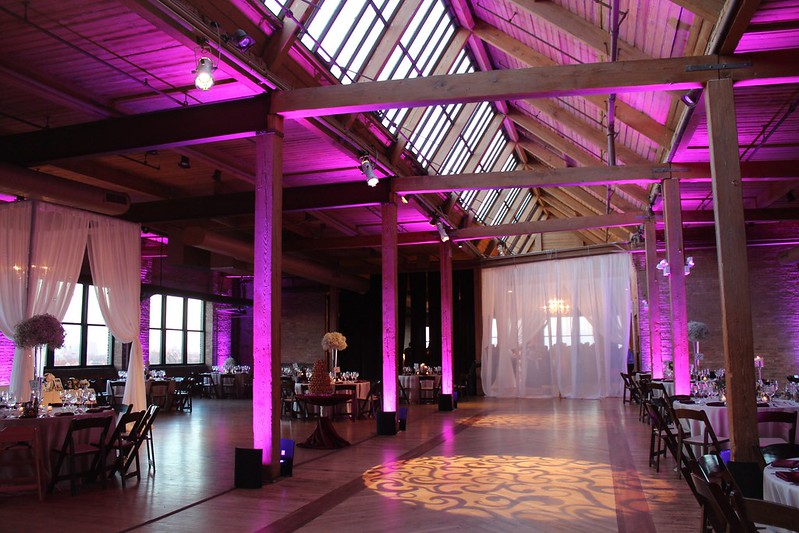 Purple Uplighting, White Drape