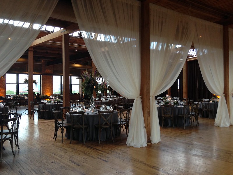 White Drape As Divider At Skyline Loft Reception