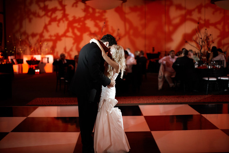 Halloween Theme Wedding, With Red Wedding Special Effects. Bride And Groom Embrace Each Other