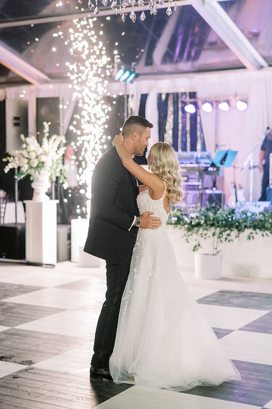 Bride And Groom Dancing With Wedding Sparklers