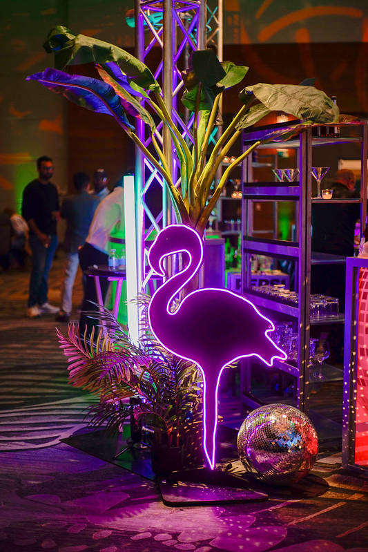 Led Flamingo, And Greenery Decor