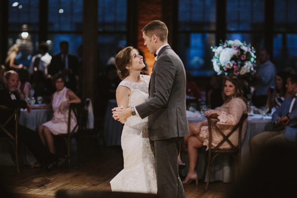 Bride And Groom At Their Wedding At Skyline Loft