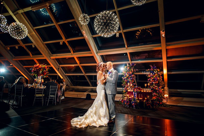 Wedding Uplighting With Modern Chandelier