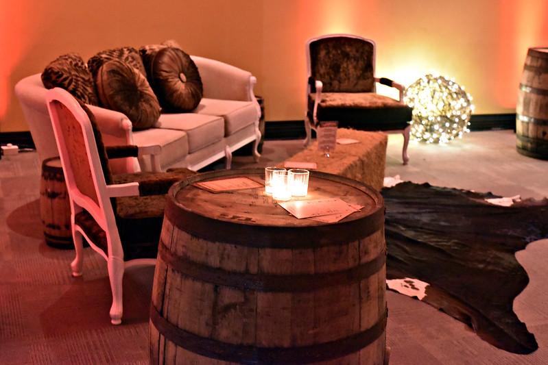 Wine Barrels As A Table In Corporate Event