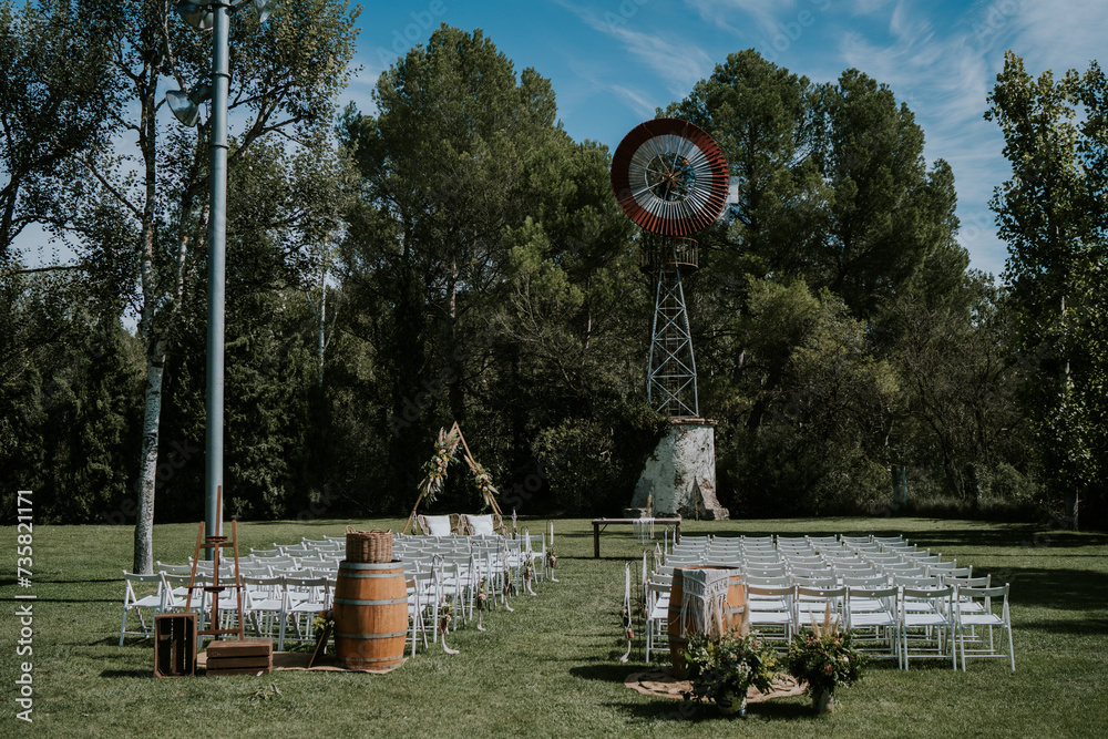 Whiskey Barrels Decor In Outdoor Wedding