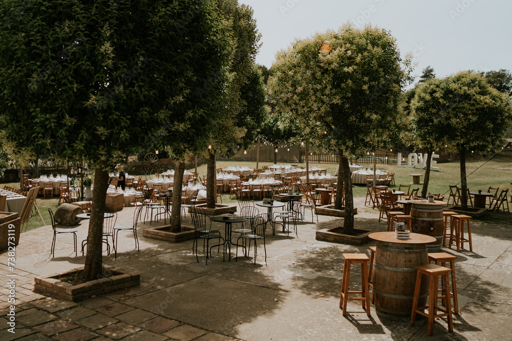 Whiskey Barrels Used As Tables