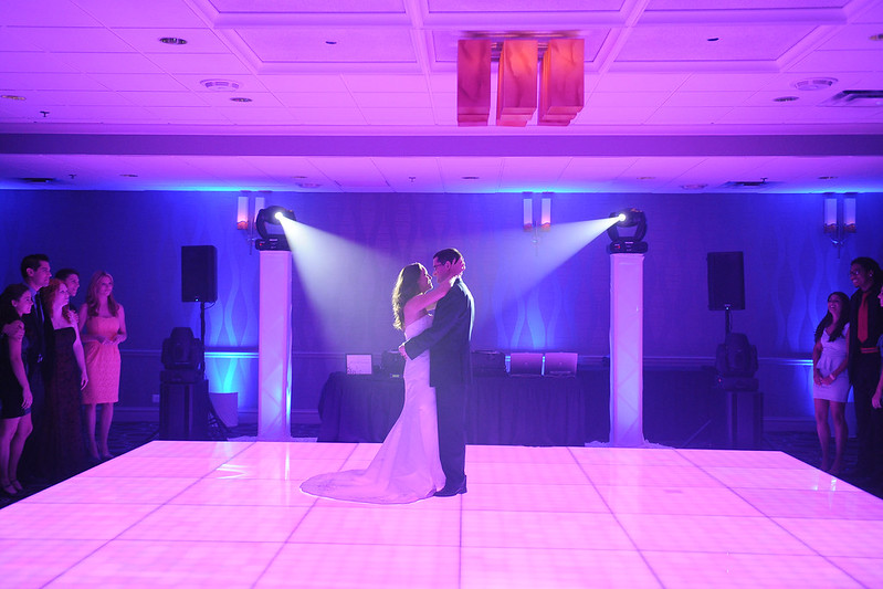 Bride And Groom Dancing On The Led Dance Floor