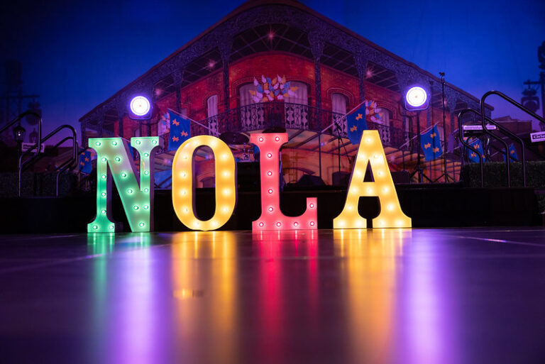 Marquee Letters Spell Out Nola For Mardi Gras Theme Party