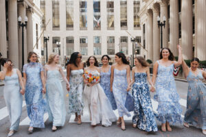 Bride And Her Bridesmaid At The Board Of Trade