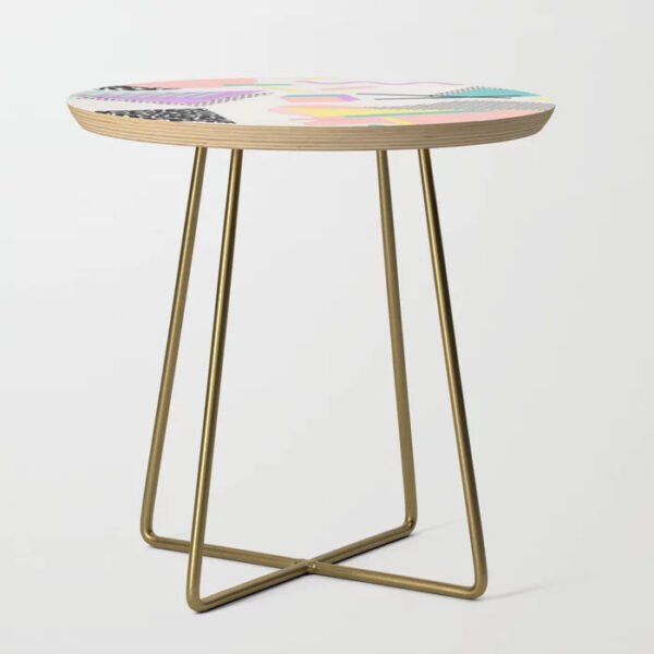 Retro Abstract Pastel Shape Pattern Side Table