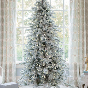 7.5’ Queen Flocked Slim Tree (Warm White)