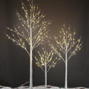 Lighted Birch Tree Trio