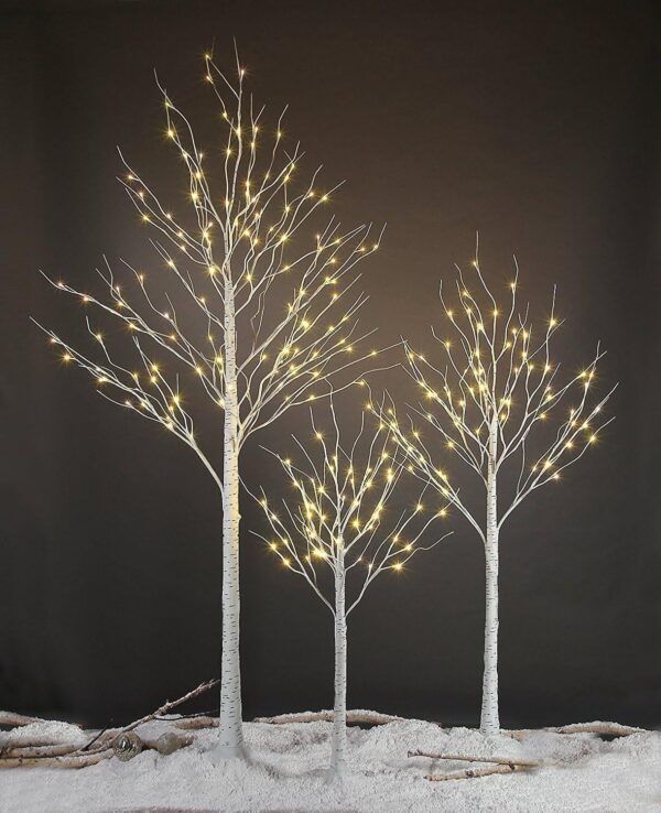 Lighted Birch Tree Trio