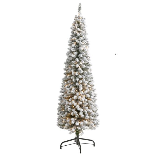 6’ Flocked Pencil Artificial Christmas Tree