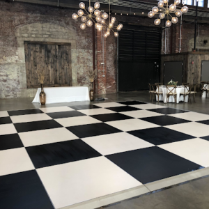 black and white checkered dance floor