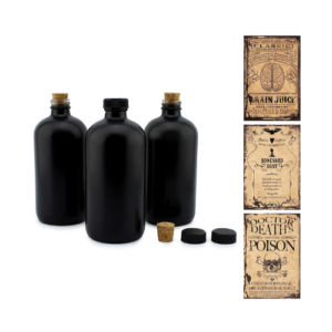 Black Matte Apothecary Bottles props