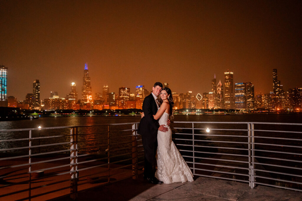 Bride And Groom Watching Fireworks Display