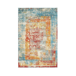Multi Blue Orange Color Vintage Rug