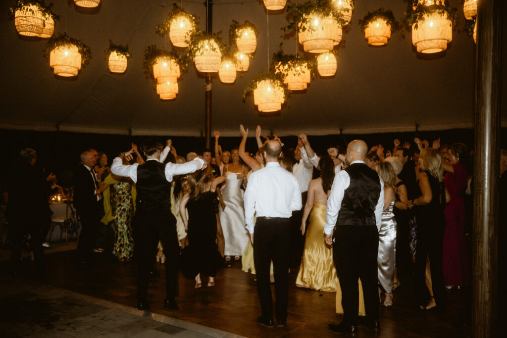 Dancing Under The Rattan Lantern Wedding Lighting