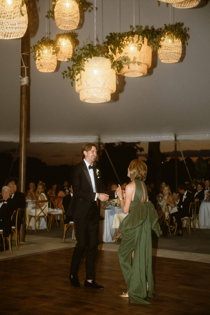Dancing Under The Rattan Lantern Wedding Lighting