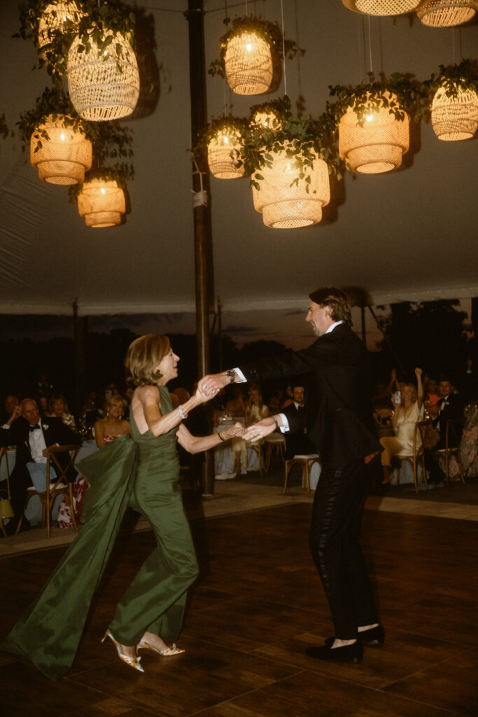Dancing Under The Rattan Lantern Wedding Lighting