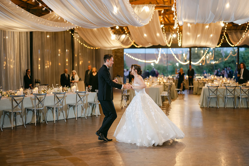 Ceiling Drape With String Lights - Rockwell On The River Wedding
