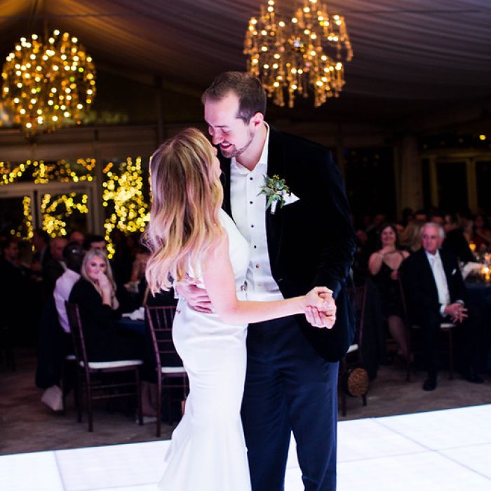 Bride And Groom Dancing On The Led Dance Floor